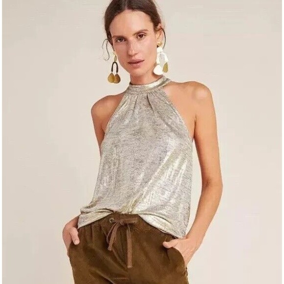 French Vintage Shimmer Halter Top (S)